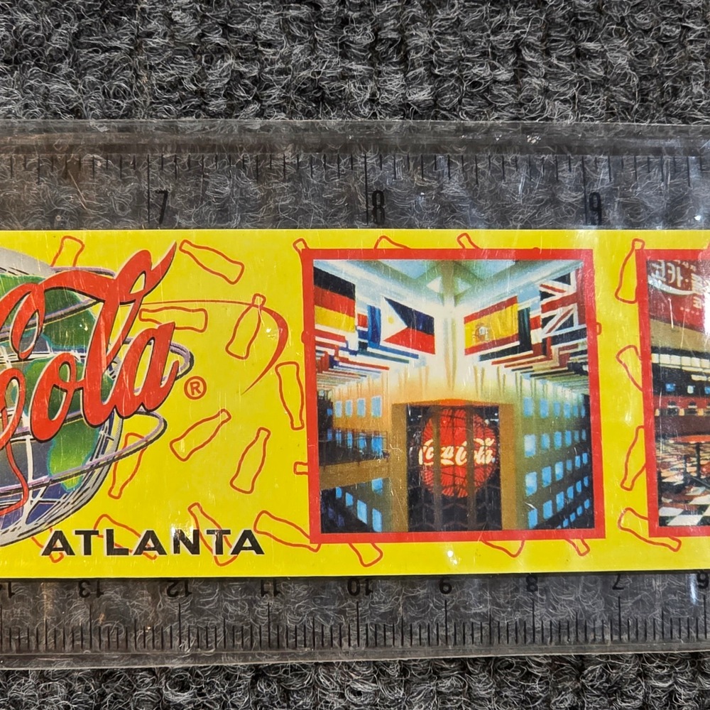 World of Coca-Cola Atlanta Souvenir Ruler 12 Inch Yellow Plastic Vintage Style - Picture 5 of 10